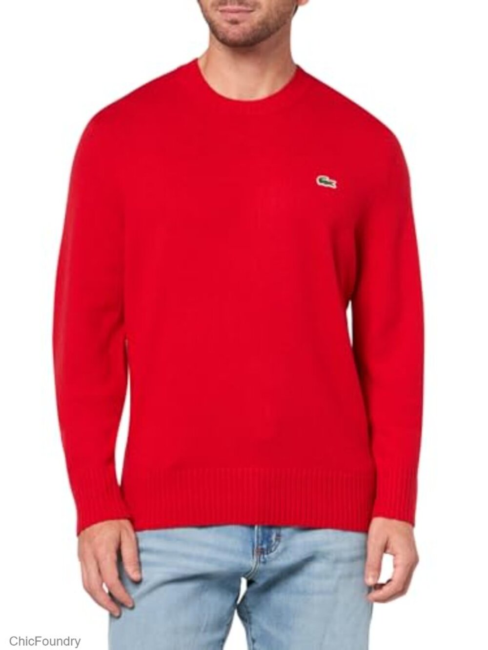 Carded Wool Crew Neck Sweater - Relaxed Fit, Chunky Knit